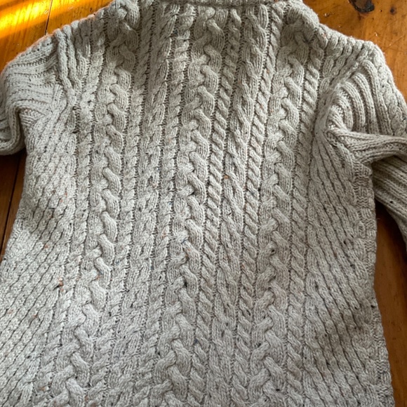 Aran Mor Merino Wool Irish Cable Knit Full Zip Cardigan Sz LG Oatmeal color - Picture 6 of 9